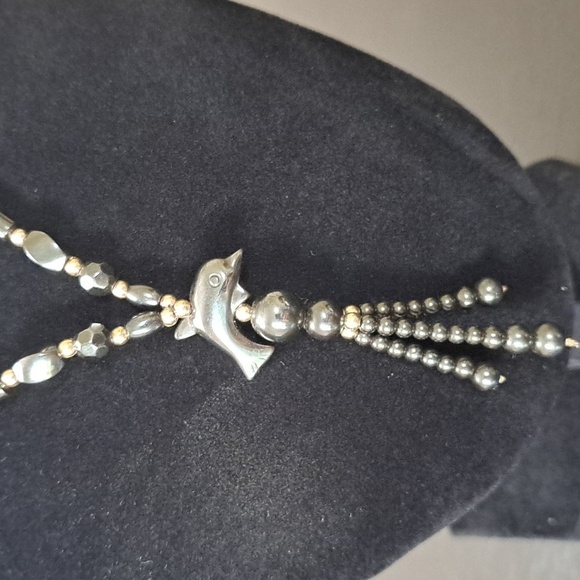 Hematite Dolphin Necklace with Barrel Closure - Picture 1 of 7